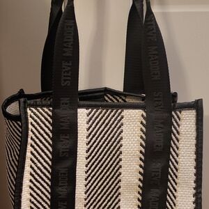 Steve Madden Black and White Striped Tote